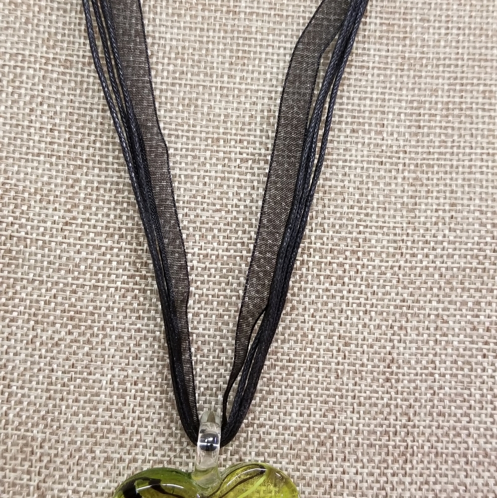 Fused Glass Necklace and Earrings 18" gorgeous